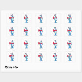 Sticker Carré Lapin en hiver avec Écharpe (Feuille)