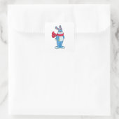 Sticker Carré Lapin en hiver avec Écharpe (Sac)