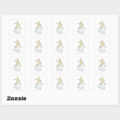 Sticker Carré Lapin en mariée avec voile (Feuille)