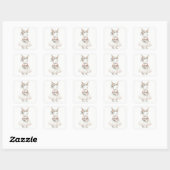 Sticker Carré Lapin en robe (Feuille)