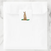 Sticker Carré Lapin en Snowboard avec Snowboard (Sac)