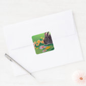 Sticker Carré Lapin et fleurs (Enveloppe)