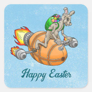 Sticker Carré Lapin Fusée