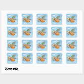 Sticker Carré Lapin Fusée de Pâques (Feuille)