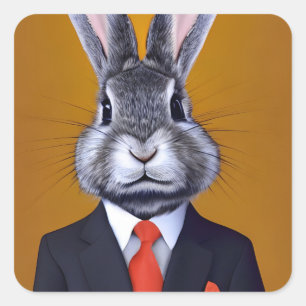 Sticker Carré Lapin intelligent