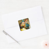 Sticker Carré lapin jouet et oeuf jaune pâle (Enveloppe)