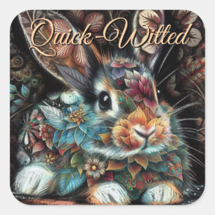 Sticker Carré Lapin lapin lapin lunaire floral Abstrait noir Tur