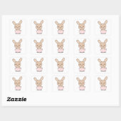 Sticker Carré Lapin Lapin Mets Animaux Pour Enfants Lapin Pâques (Feuille)