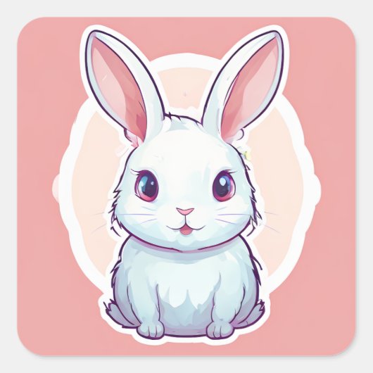 Sticker Carré lapin mignon (Devant)