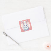 Sticker Carré lapin mignon (Enveloppe)