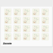 Sticker Carré Lapin Mignon Aquarelle Verte (Feuille)