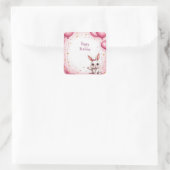 Sticker Carré Lapin Mignon Bébé Rose 🐰 (Sac)