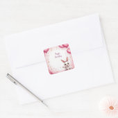 Sticker Carré Lapin Mignon Bébé Rose 🐰 (Enveloppe)