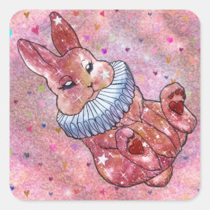 Sticker Carré Lapin nommé Coccinelle