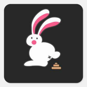 Sticker Carré Lapin Poops Funny Bunny Poop Fun Rabin