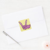 Sticker Carré Lapin rose (Enveloppe)
