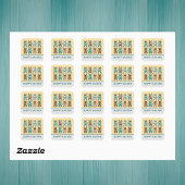 Sticker Carré Lapins de Pâques bleu marron imprimé léopard cowgi