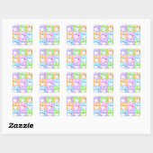 Sticker Carré Lapins Mignons (Feuille)