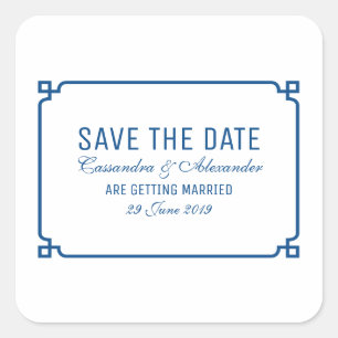 Sticker Carré Lapis Blue Deco Chic Enregistrer la date