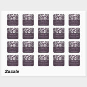 Sticker Carré Lapis Purple & Silver Grey Mariage damassé Favoris (Feuille)