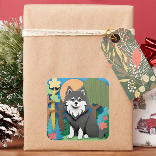 Sticker Carré Lapphund finlandais (vacances)