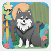 Sticker Carré Lapphund finlandais (Devant)