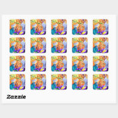 Sticker Carré L'aquarelle Ranunculus et Iris (Feuille)