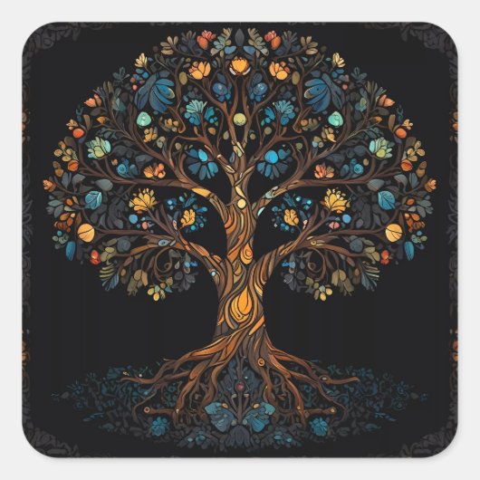 Sticker Carré L'Arbre En Mosaïque Enchantée (Devant)