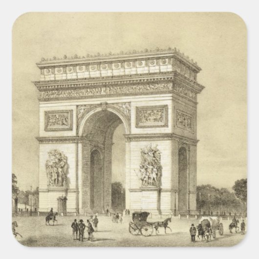 Sticker Carré L'Arc de Triomphe, Paris, gravée par Auguste Bry (Devant)