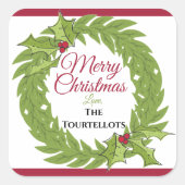 Sticker Carré Large 3-Inch Personalized Christmas Wreath Square (Devant)