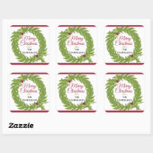Sticker Carré Large 3-Inch Personalized Christmas Wreath Square (Feuille)