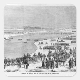 Sticker Carré L'armée prussienne traverse le Shlei à Arnis