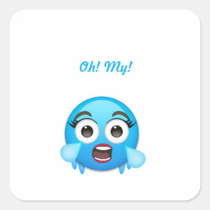 Sticker Carré Larmes bleues de joie : L'emoji submergé