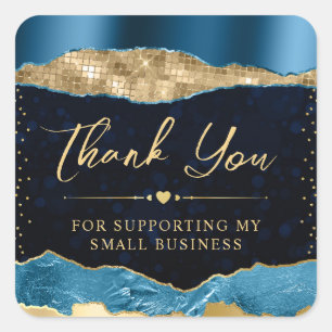 Sticker Carré Larmes de Glam Bleu et Or pour Petite Entreprise