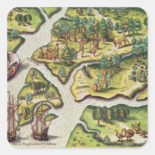 Sticker Carré L'arrivée des Français à Port Royal (Devant)