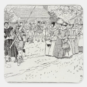 Sticker Carré L'arrivée des jeunes femmes à Jamestown