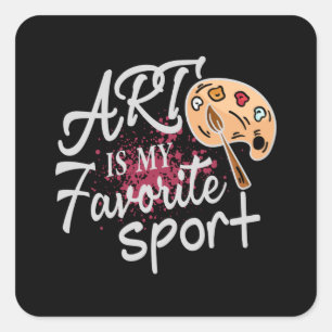 Sticker Carré L'art est mon sport favori Splash rouge