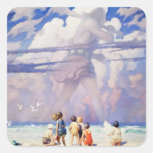 Sticker Carré L'art féerique du « Géant » par NC Wyeth