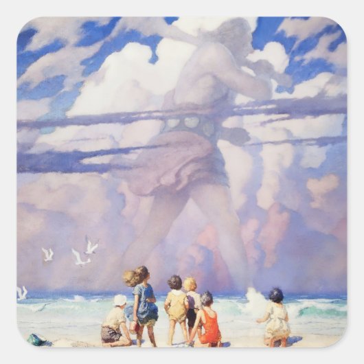 Sticker Carré L'art féerique du « Géant » par NC Wyeth (Devant)
