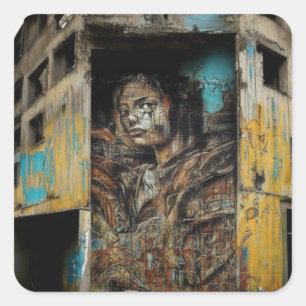 Sticker Carré L'art urbain sur l'abandon du bâtiment