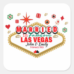 Sticker Carré Las Vegas Marié Couple Correspondant Vacances Neva