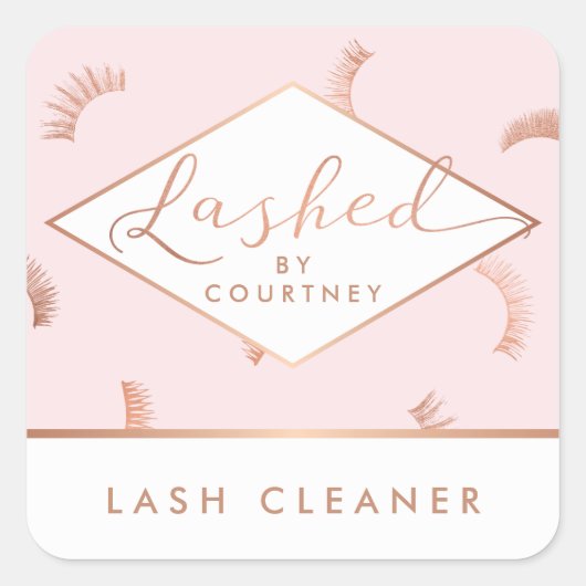 Sticker Carré Lashes texte Motif rose/Rose or (Devant)