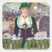 Sticker Carré Lass Bartender St. Patrick's Day (Devant)