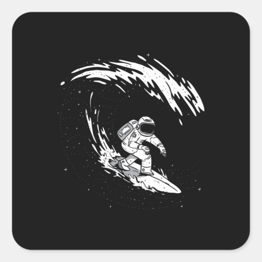Sticker Carré L'astronaute spatial surf (Devant)