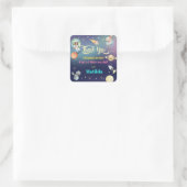 Sticker Carré L'astronaute spatiale Planète une fille photo d'an (Sac)