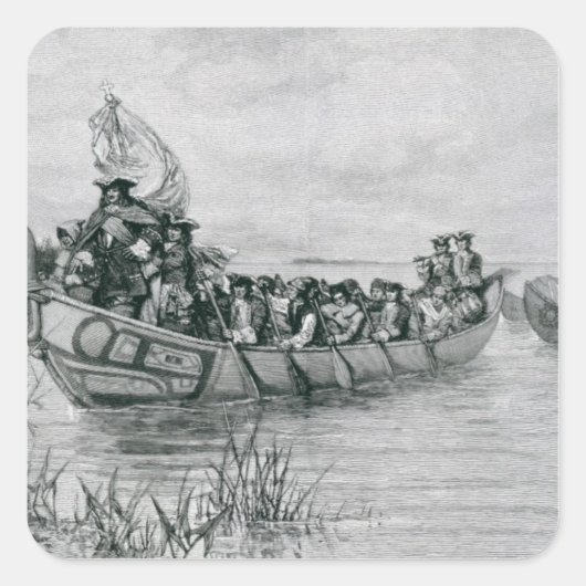 Sticker Carré L'atterrissage de Cadillac (Devant)