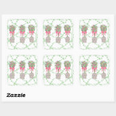 Sticker Carré Lattice Green Topiary Roses Ginger jars jar (Feuille)