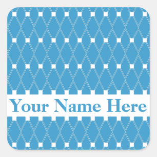 Sticker Carré Lattice Jacquard bleu avec monogramme