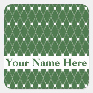 Sticker Carré Lattice Jacquard vert avec monogramme