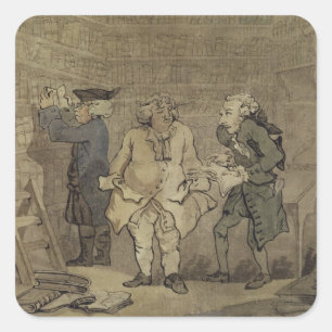 Sticker Carré L'auteur et son éditeur, 1784 (lavage gris et